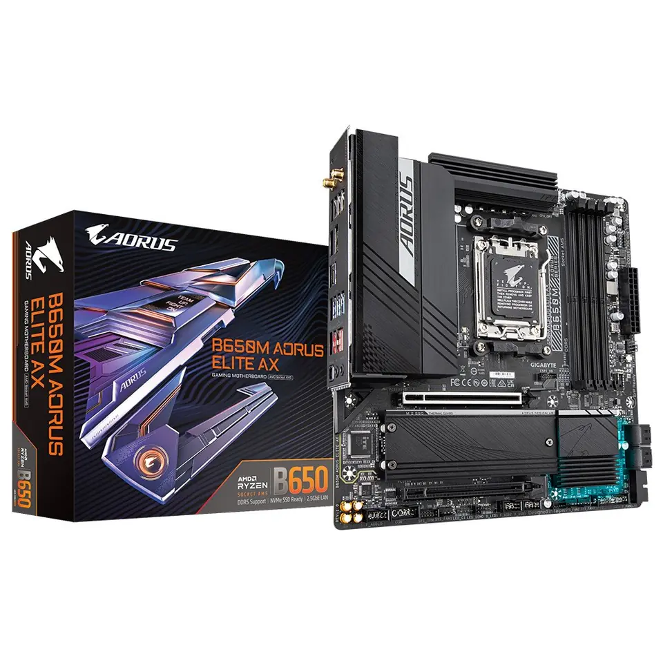 ⁨Gigabyte B650M AORUS ELITE AX motherboard AMD B650 Socket AM5 micro ATX⁩ at Wasserman.eu
