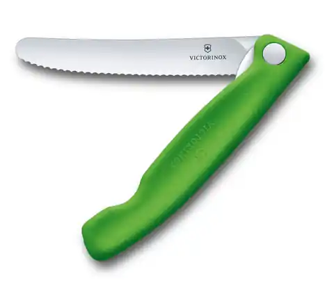 ⁨Składany nóż do warzyw i owoców Victorinox, ząbkowany 11 cm, zielony⁩ w sklepie Wasserman.eu
