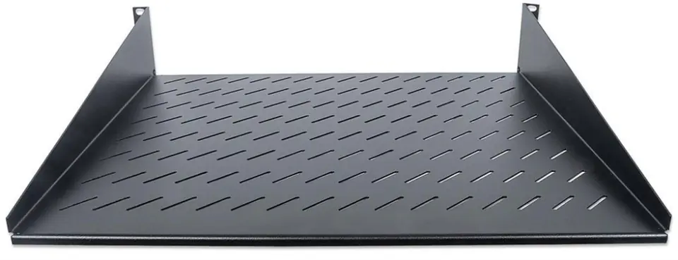 ⁨TECHLY Półka 2U 400 mm rack 19, 2 pkt mocowania, perforowana czarna 712514⁩ w sklepie Wasserman.eu