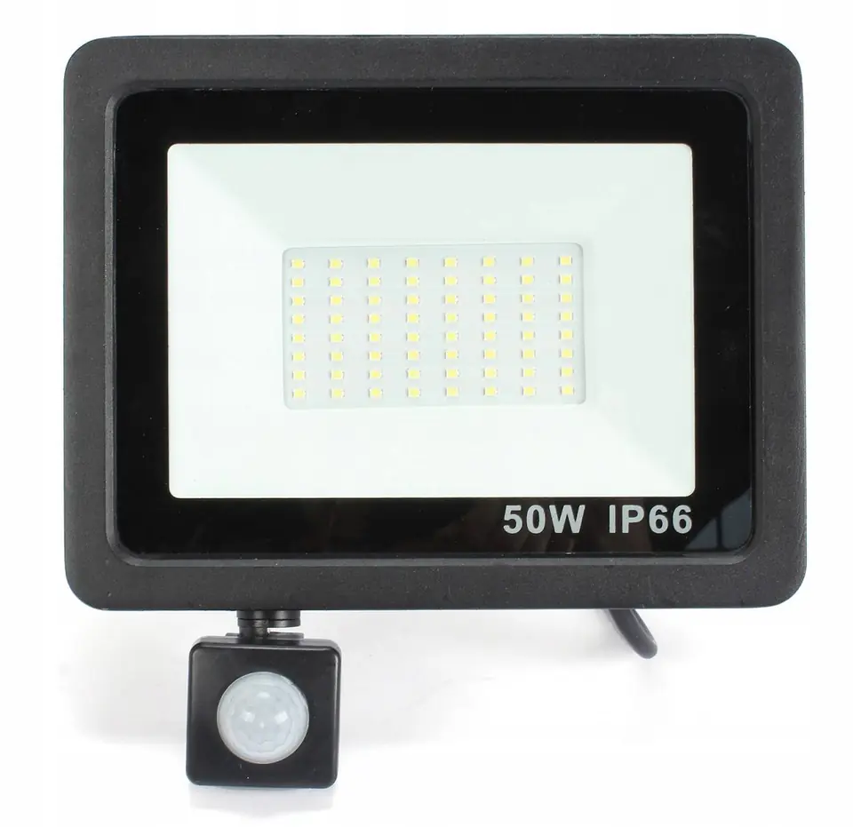⁨Naświetlacz LED 50W z czujnikiem ruchu barwa  biała neutralna⁩ w sklepie Wasserman.eu