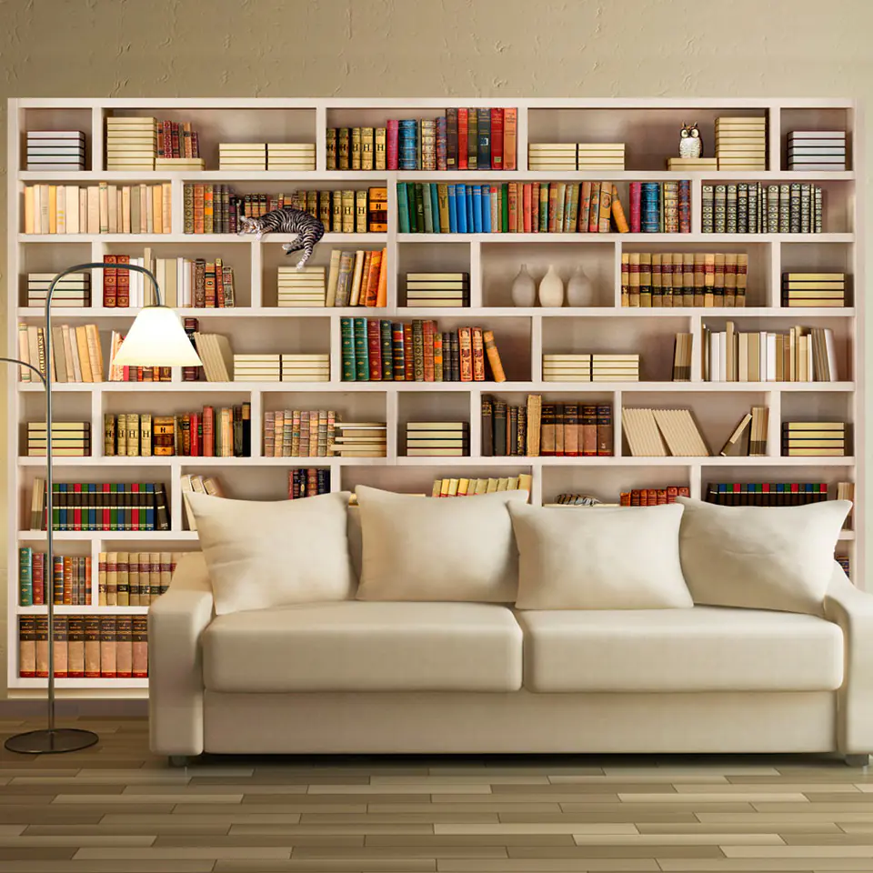 ⁨Fototapeta - Domowa biblioteczka (rozmiar 196x140, wykończenie Samoprzylepna)⁩ w sklepie Wasserman.eu