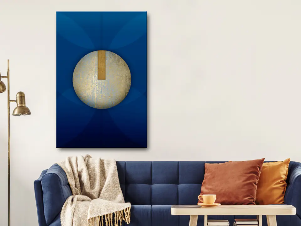 ⁨Obraz - Abstrakcja indygo (1-częściowy) pionowy (rozmiar 60x90, wykończenie Standard)⁩ w sklepie Wasserman.eu