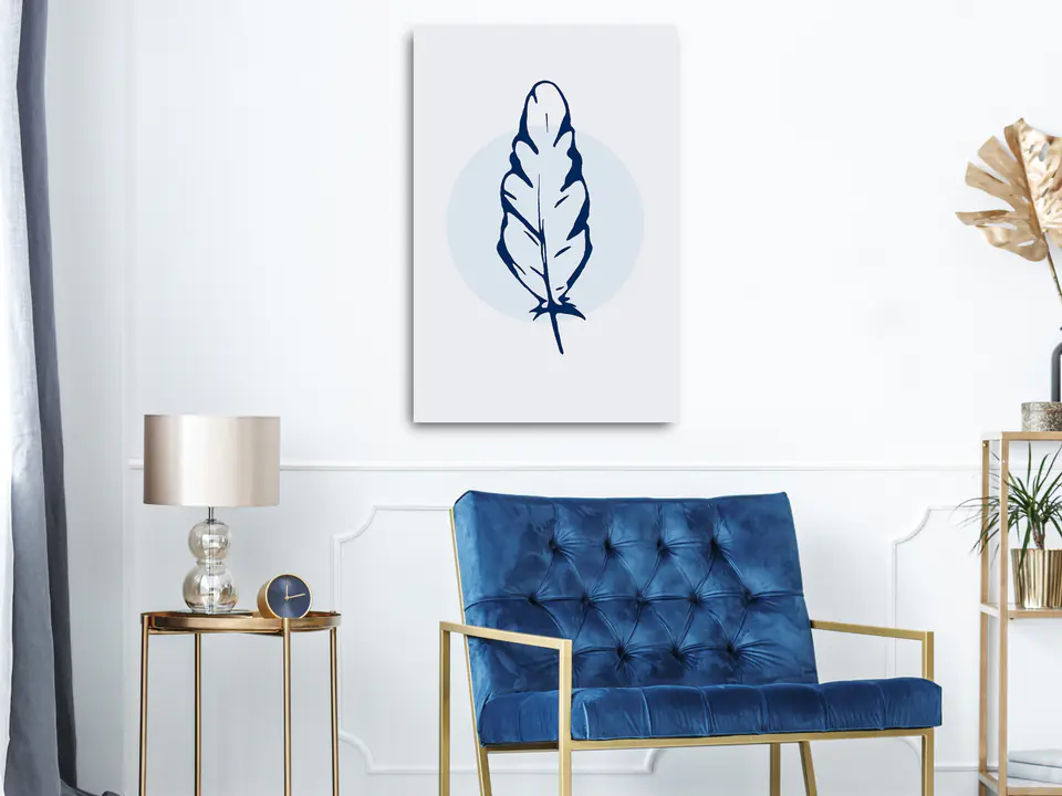 ⁨Obraz - Niebieskie pióro (1-częściowy) pionowy (rozmiar 60x90, wykończenie Standard)⁩ w sklepie Wasserman.eu