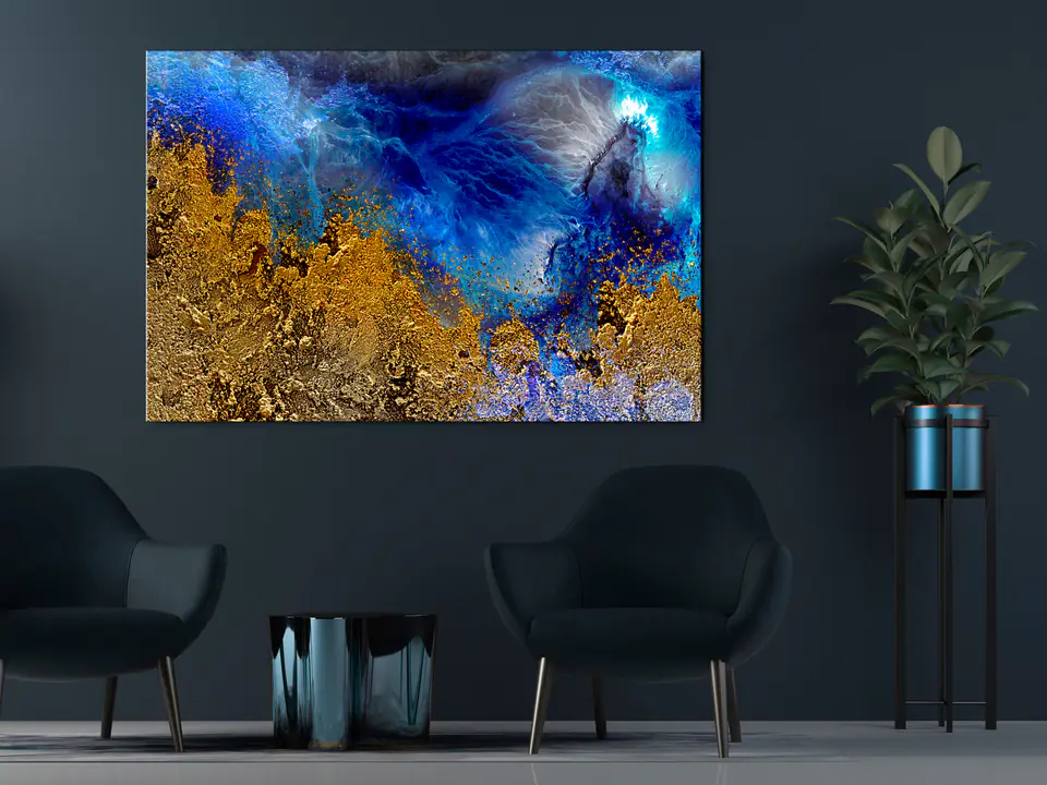 ⁨Obraz - Złoto oceanu (1-częściowy) szeroki (rozmiar 90x60, wykończenie Standard)⁩ w sklepie Wasserman.eu