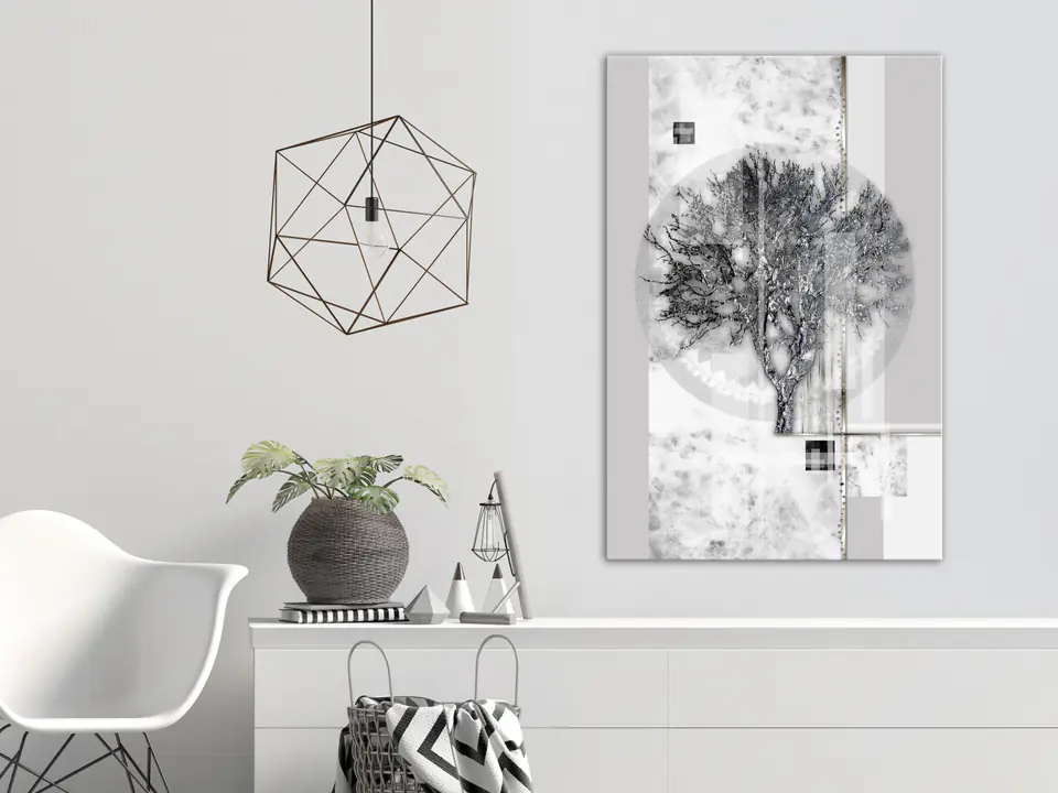 ⁨Obraz - Srebrne drzewo (1-częściowy) pionowy (rozmiar 20x30, wykończenie Standard)⁩ w sklepie Wasserman.eu