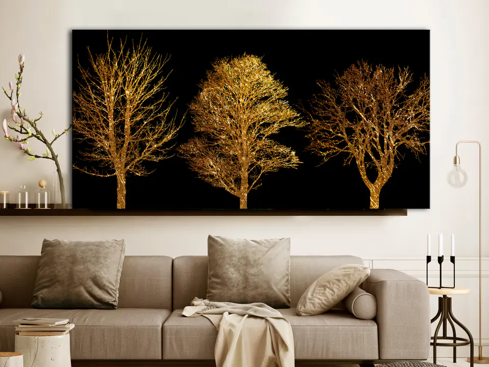 ⁨Obraz - Złoty las (1-częściowy) szeroki (rozmiar 120x60, wykończenie Premium Print)⁩ w sklepie Wasserman.eu