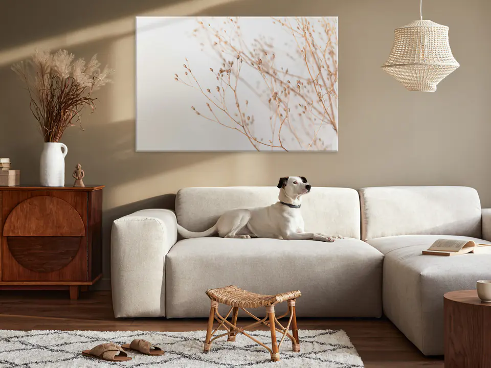⁨Obraz - Minimalistyczna gałązka (1-częściowy) szeroki (rozmiar 60x40, wykończenie Premium Print)⁩ w sklepie Wasserman.eu