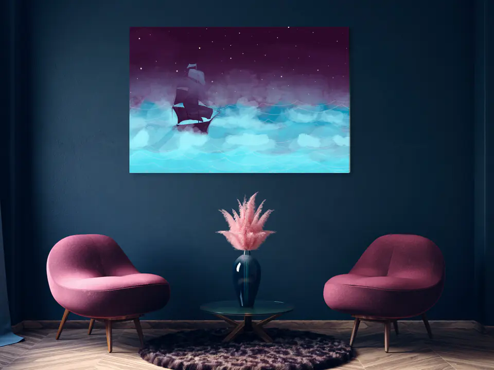 ⁨Obraz - Nocne fale (1-częściowy) szeroki - trzeci wariant (rozmiar 30x20, wykończenie Premium Print)⁩ w sklepie Wasserman.eu