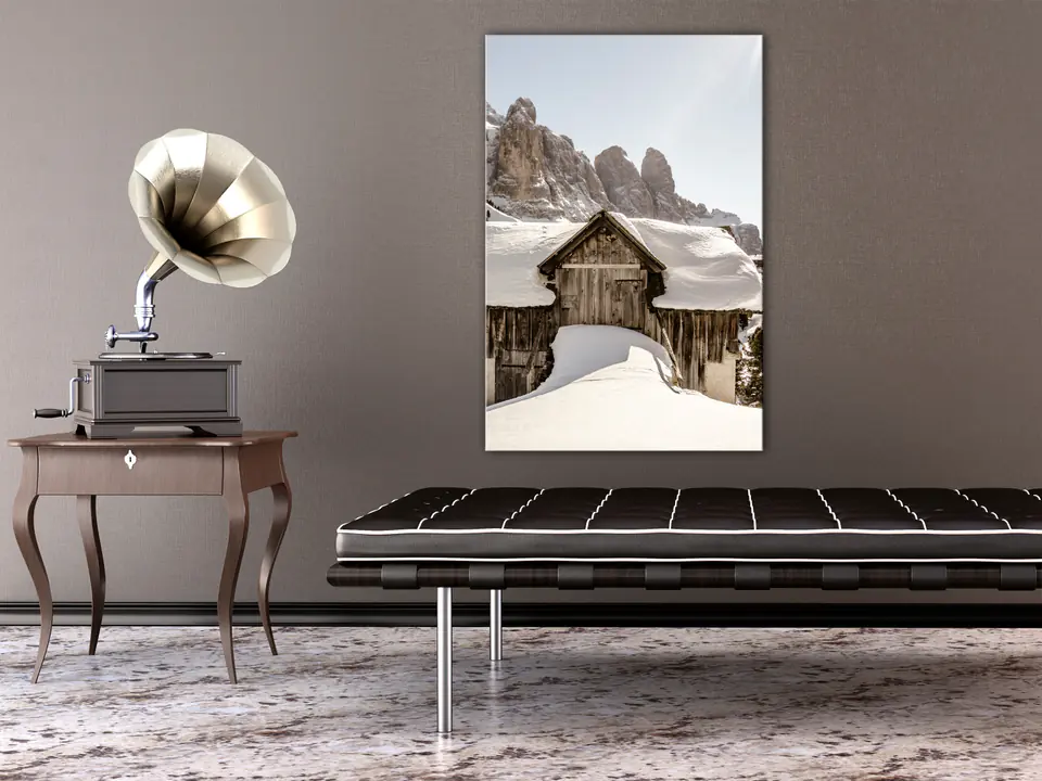 ⁨Obraz - Zima w Dolomitach (1-częściowy) pionowy (rozmiar 80x120, wykończenie Na płótnie włoskim)⁩ w sklepie Wasserman.eu