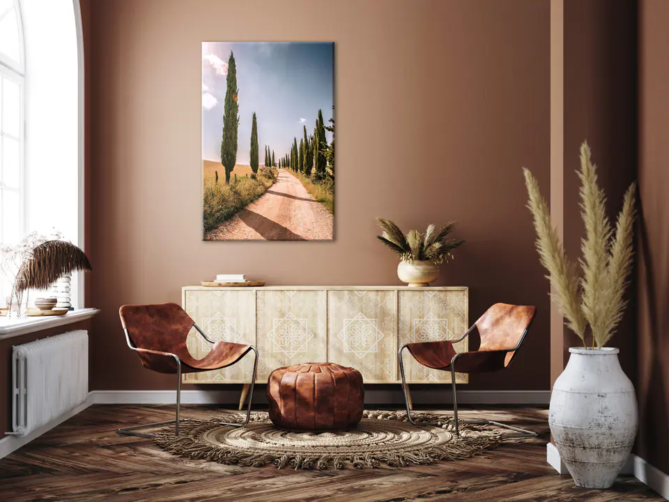 ⁨Obraz - Włoskie cypry (1-częściowy) pionowy (rozmiar 80x120, wykończenie Standard)⁩ w sklepie Wasserman.eu