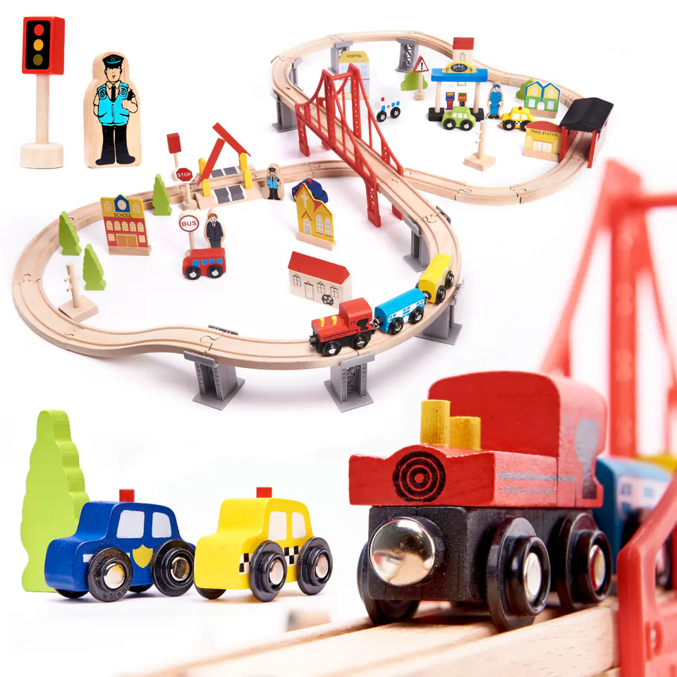 ⁨Wooden railway train car track + 70el⁩ at Wasserman.eu