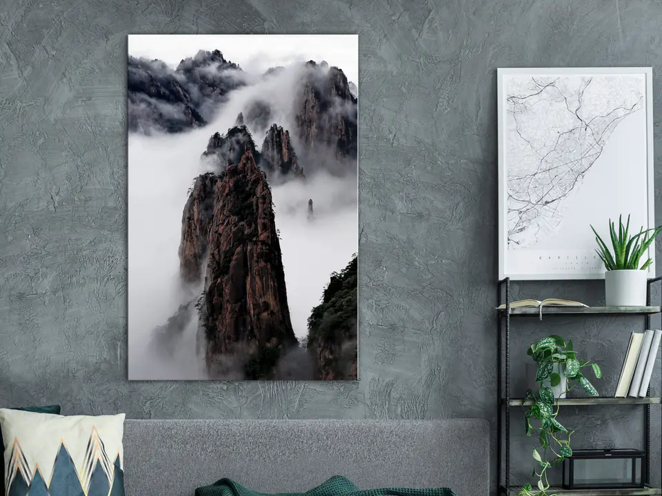 ⁨Obraz - Skały w chmurach (1-częściowy) pionowy (rozmiar 40x60, wykończenie Premium Print)⁩ w sklepie Wasserman.eu