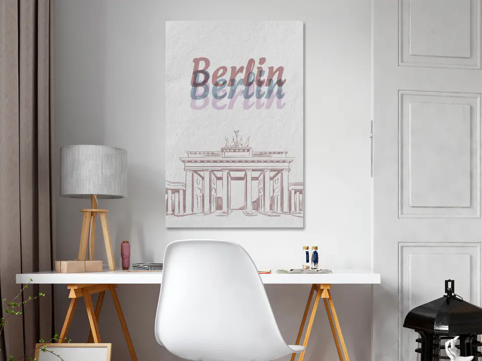 ⁨Obraz - Berlin w akwarelach (1-częściowy) pionowy (rozmiar 60x90, wykończenie Na płótnie włoskim)⁩ w sklepie Wasserman.eu