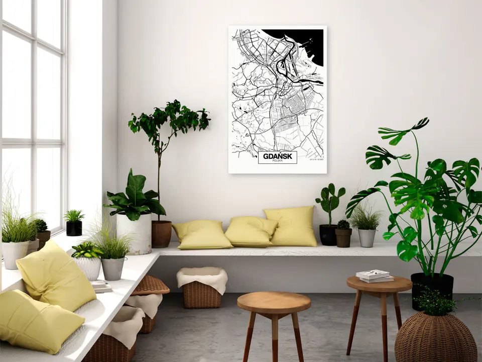 ⁨Obraz - Mapa miasta: Gdańsk (1-częściowy) pionowy (rozmiar 20x30, wykończenie Na płótnie włoskim)⁩ w sklepie Wasserman.eu