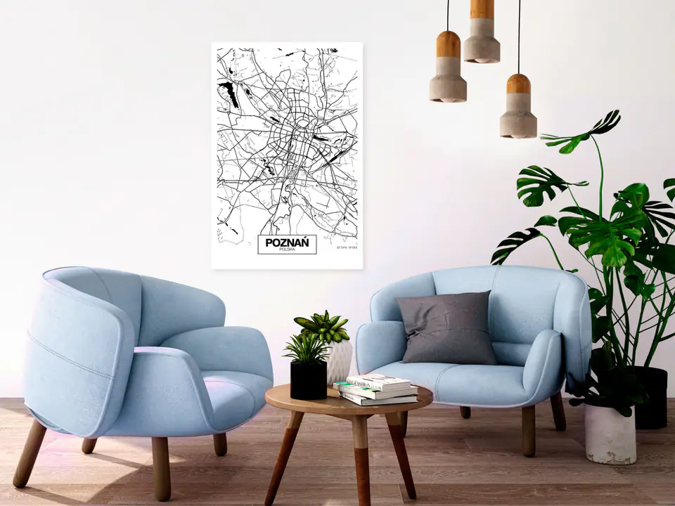 ⁨Obraz - Mapa miasta: Poznań (1-częściowy) pionowy (rozmiar 40x60, wykończenie Standard)⁩ w sklepie Wasserman.eu