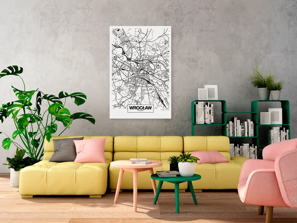 ⁨Obraz - Mapa miasta: Wrocław (1-częściowy) pionowy (rozmiar 60x90, wykończenie Premium Print)⁩ w sklepie Wasserman.eu