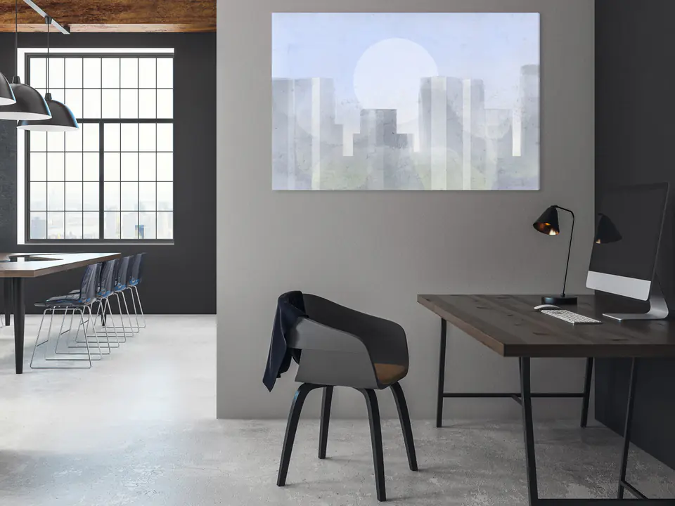 ⁨Obraz - Nowoczesne miasto (1-częściowy) szeroki - pierwszy wariant (rozmiar 90x60, wykończenie Premium Print)⁩ w sklepie Wasserman.eu