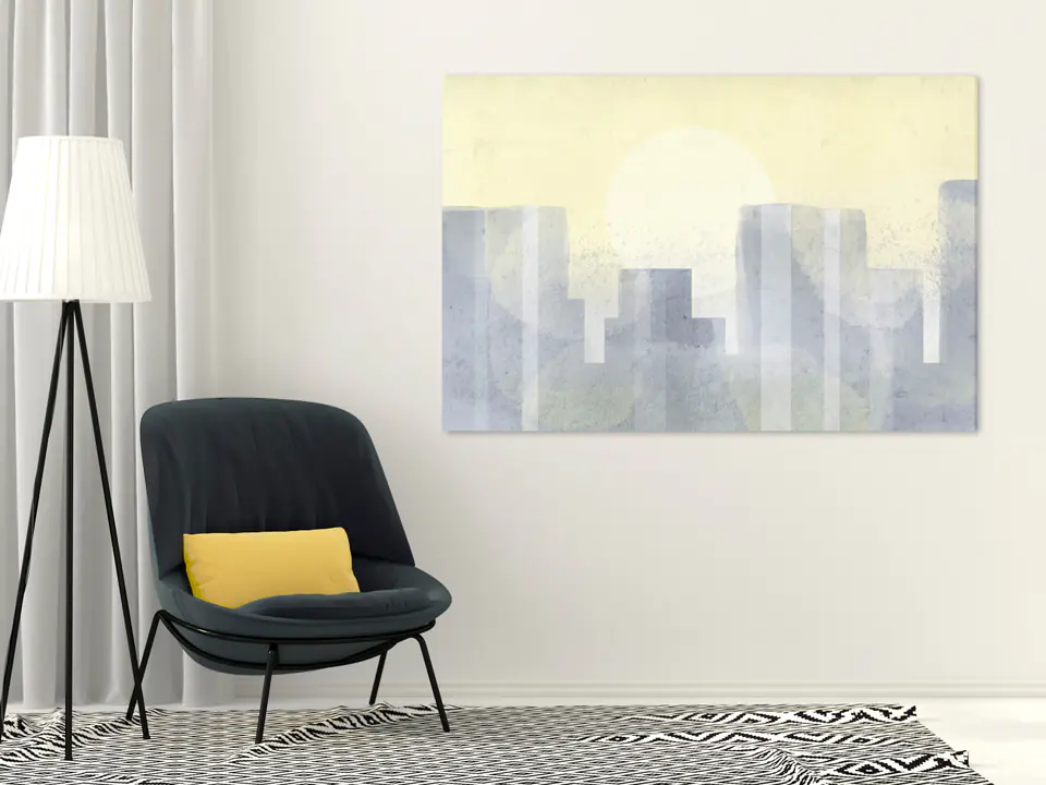 ⁨Obraz - Nowoczesne miasto (1-częściowy) szeroki - trzeci wariant (rozmiar 90x60, wykończenie Premium Print)⁩ w sklepie Wasserman.eu