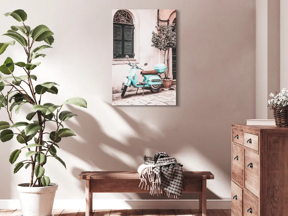 ⁨Obraz - Kultowa vespa (1-częściowy) pionowy (rozmiar 40x60, wykończenie Standard)⁩ w sklepie Wasserman.eu