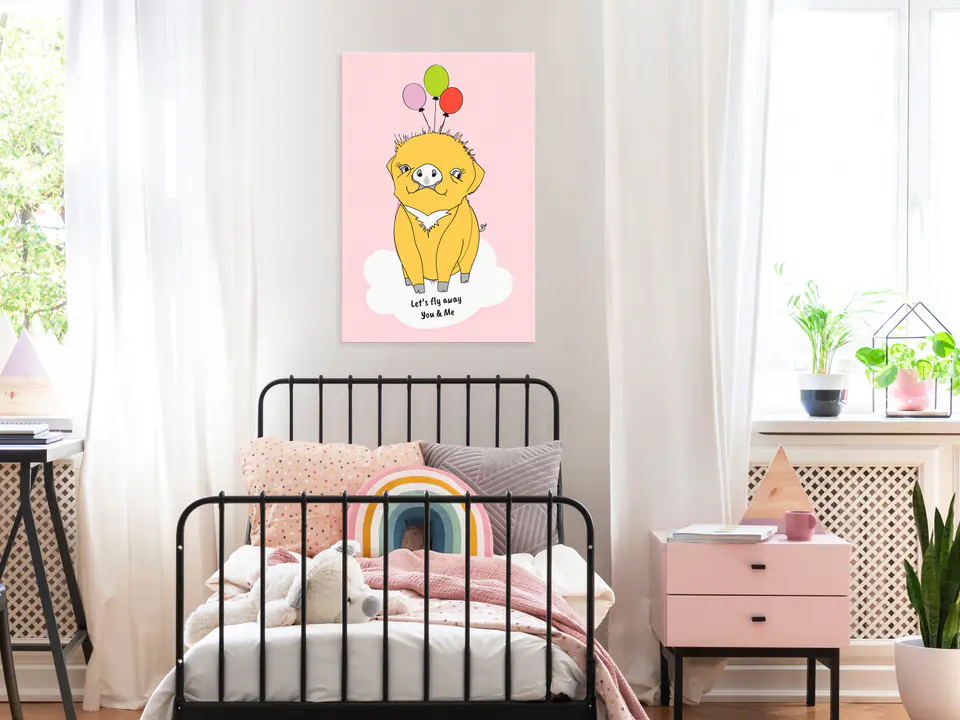 ⁨Obraz - Podniebna świnka (1-częściowy) pionowy (rozmiar 60x90, wykończenie Na płótnie włoskim)⁩ w sklepie Wasserman.eu
