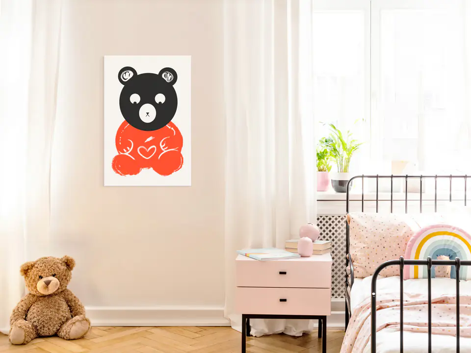 ⁨Obraz - Zamyślony miś (1-częściowy) pionowy (rozmiar 20x30, wykończenie Standard)⁩ w sklepie Wasserman.eu