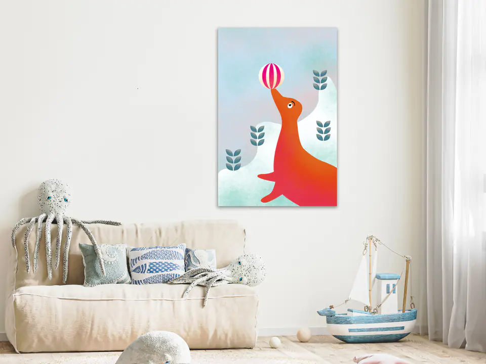 ⁨Obraz - Radosna foka (1-częściowy) pionowy (rozmiar 20x30, wykończenie Premium Print)⁩ w sklepie Wasserman.eu