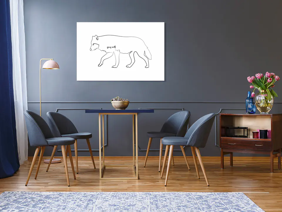 ⁨Obraz - Wilk (1-częściowy) szeroki (rozmiar 90x60, wykończenie Premium Print)⁩ w sklepie Wasserman.eu