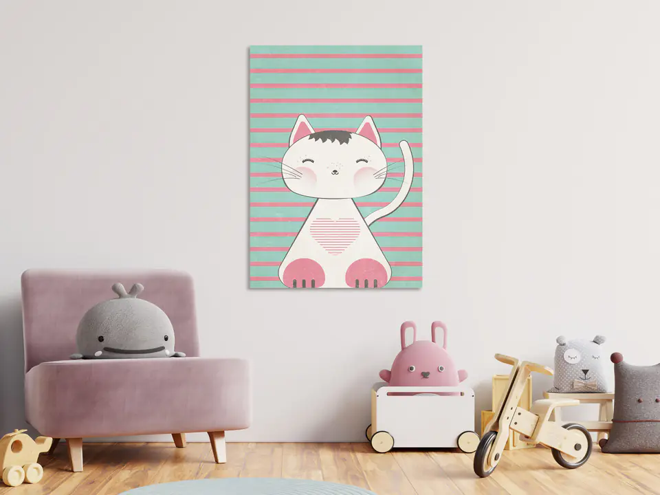 ⁨Obraz - Pasiasty kotek (1-częściowy) pionowy (rozmiar 80x120, wykończenie Premium Print)⁩ w sklepie Wasserman.eu