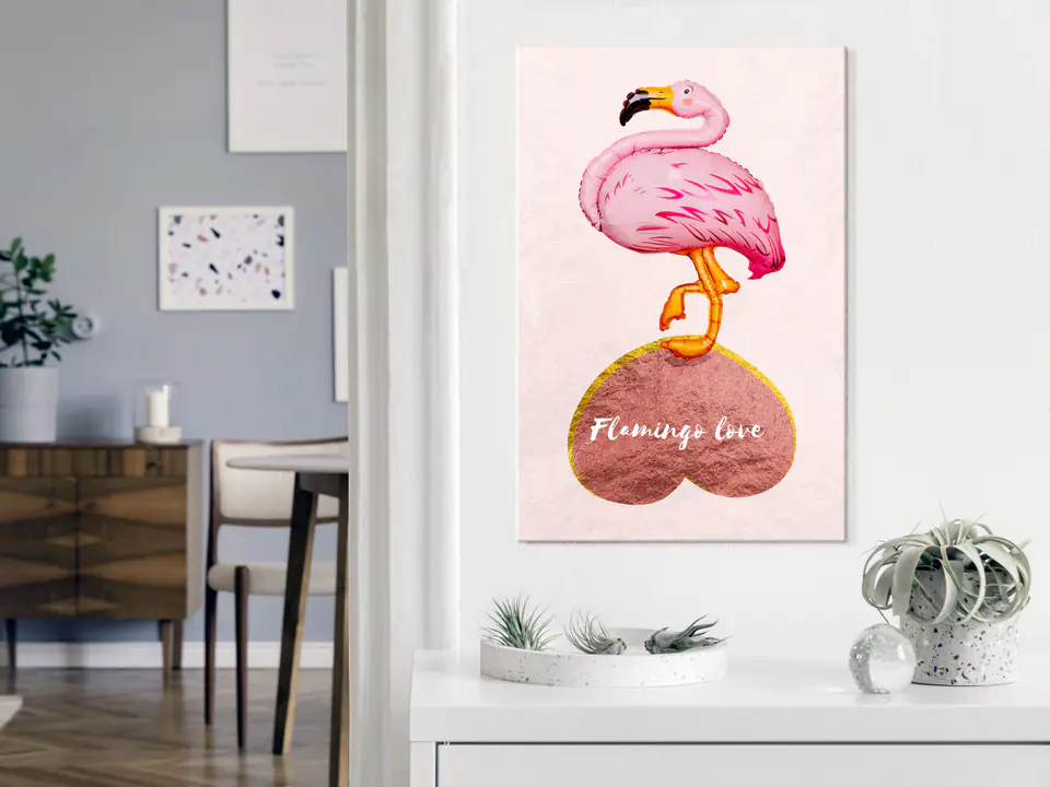 ⁨Obraz - Zakochany flaming (1-częściowy) pionowy (rozmiar 60x90, wykończenie Premium Print)⁩ w sklepie Wasserman.eu