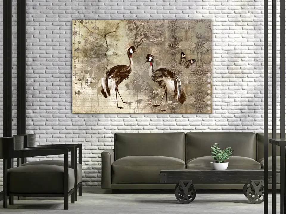 ⁨Obraz - Żurawie retro (1-częściowy) szeroki (rozmiar 60x40, wykończenie Premium Print)⁩ w sklepie Wasserman.eu