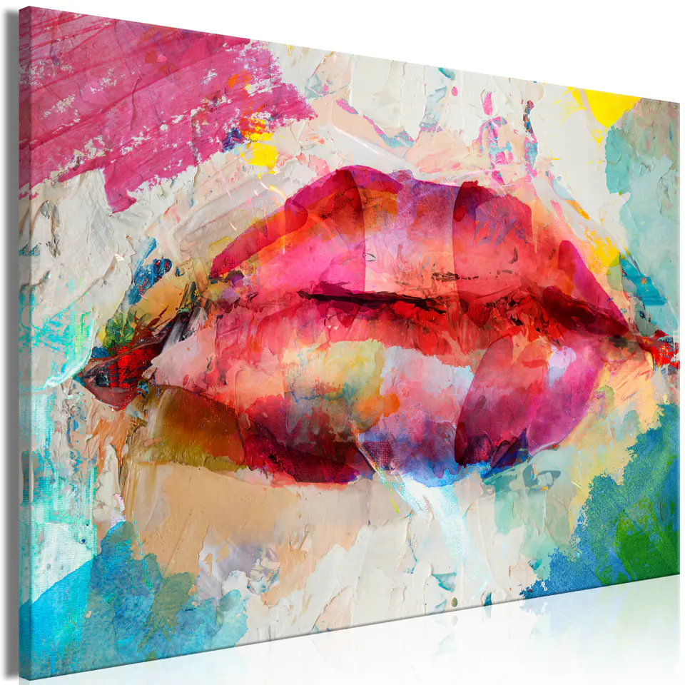⁨Picture - Artistic lips (1-piece) wide (size 90x60)⁩ at Wasserman.eu