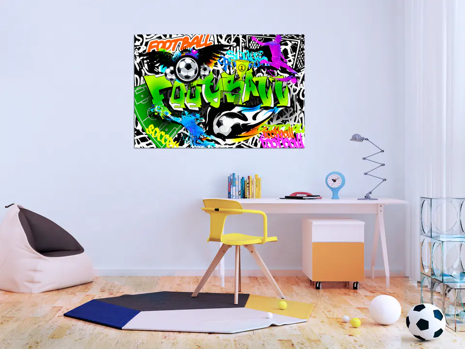 ⁨Obraz - Piłkarskie graffiti (1-częściowy) szeroki (rozmiar 30x20, wykończenie Premium Print)⁩ w sklepie Wasserman.eu