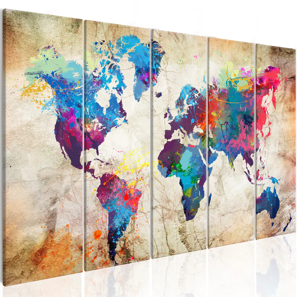 ⁨Picture - World Map: Colorful blobs (size 200x80)⁩ at Wasserman.eu