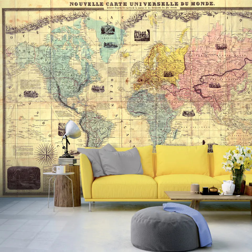 ⁨Fototapeta - Nouvelle Carte Universelle Du Monde (rozmiar 100x70, wykończenie Standard)⁩ w sklepie Wasserman.eu