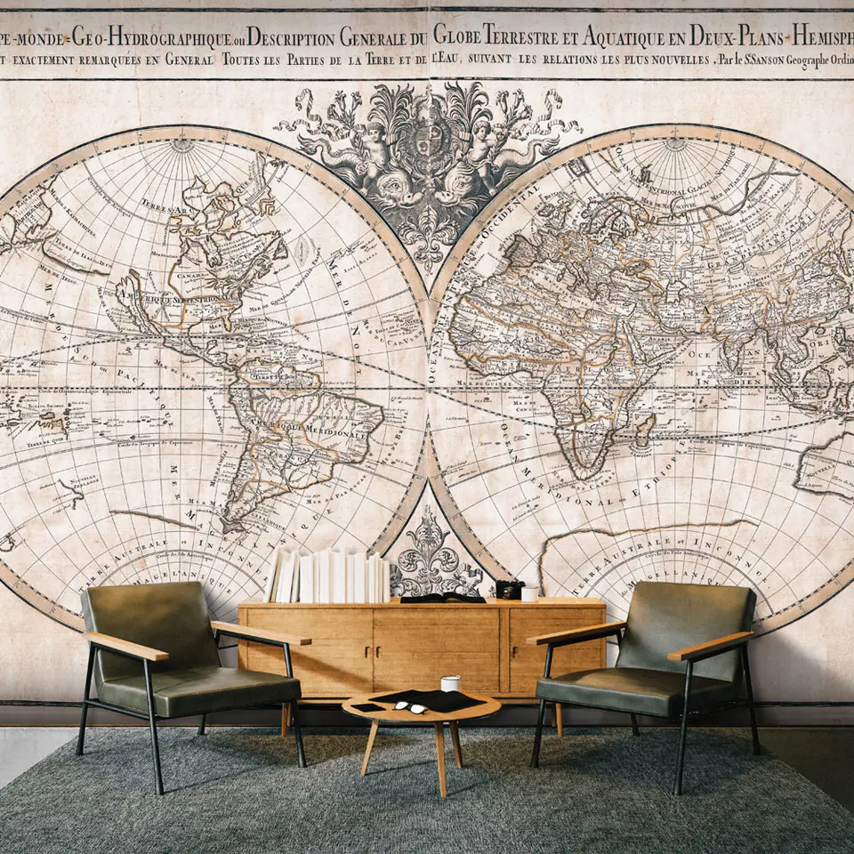 ⁨Fototapeta - Mappe-Monde Geo-Hydrographique (rozmiar 147x105, wykończenie Samoprzylepna)⁩ w sklepie Wasserman.eu