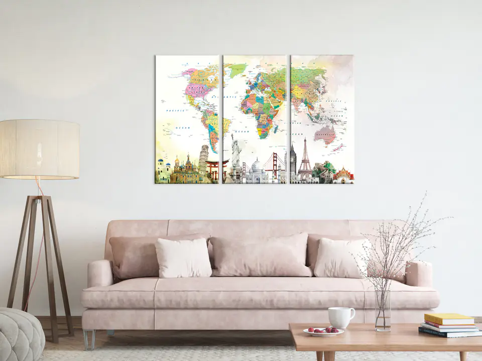 ⁨Obraz - Cuda Świata (3-częściowy) (rozmiar 60x40, wykończenie Premium Print)⁩ w sklepie Wasserman.eu