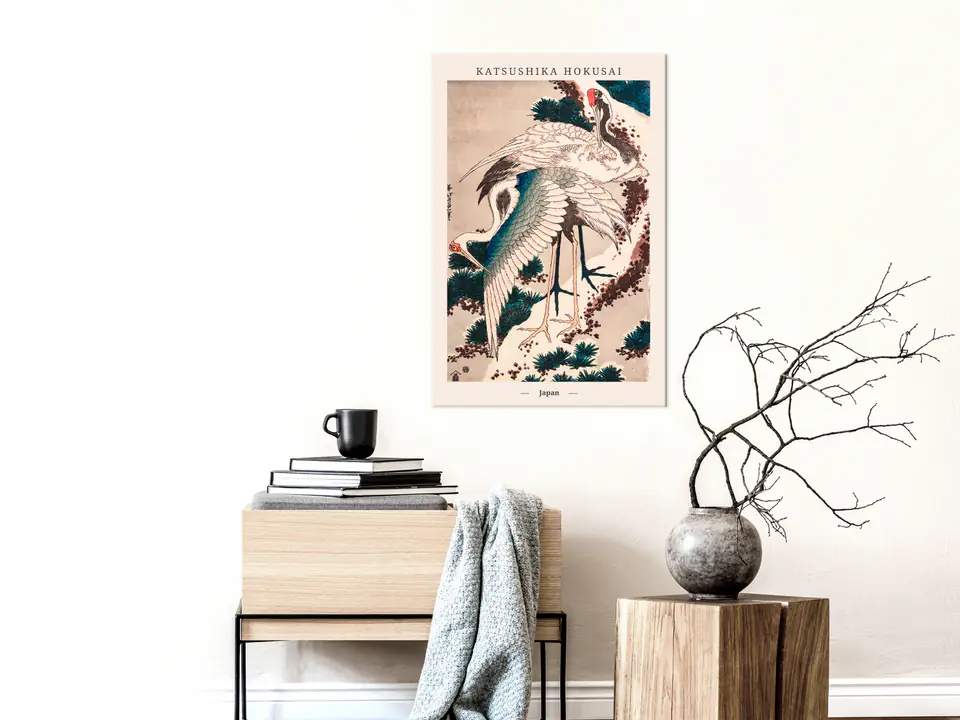 ⁨Obraz - Japońskie żurawie (1-częściowy) pionowy (rozmiar 20x30, wykończenie Premium Print)⁩ w sklepie Wasserman.eu