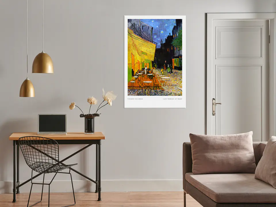 ⁨Obraz - Kawiarenka nocą (1-częściowy) pionowy (rozmiar 40x60, wykończenie Standard)⁩ w sklepie Wasserman.eu