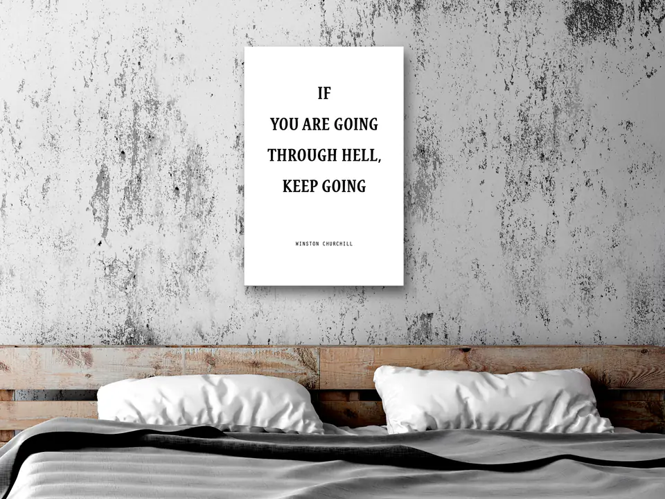 ⁨Obraz - If You Are Going Through Hell, Keep Going (1-częściowy) pionowy (rozmiar 40x60, wykończenie Premium Print)⁩ w sklepie Wasserman.eu