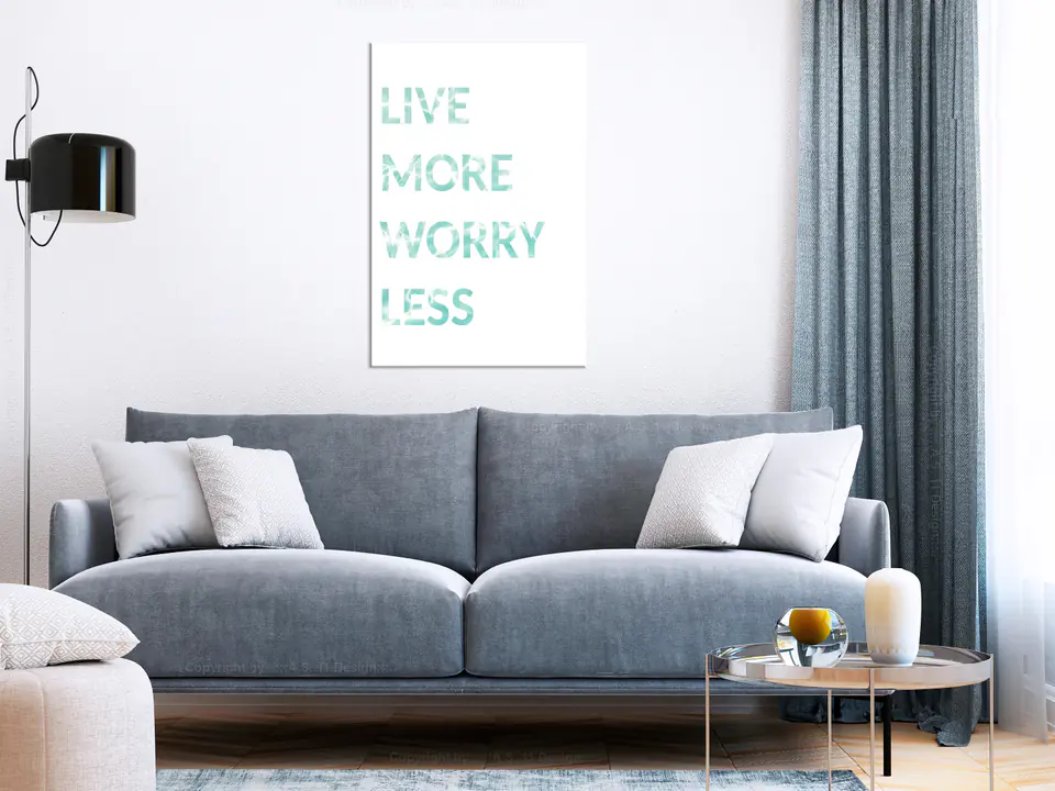 ⁨Obraz - Live More Worry Less (1-częściowy) pionowy (rozmiar 20x30, wykończenie Premium Print)⁩ w sklepie Wasserman.eu