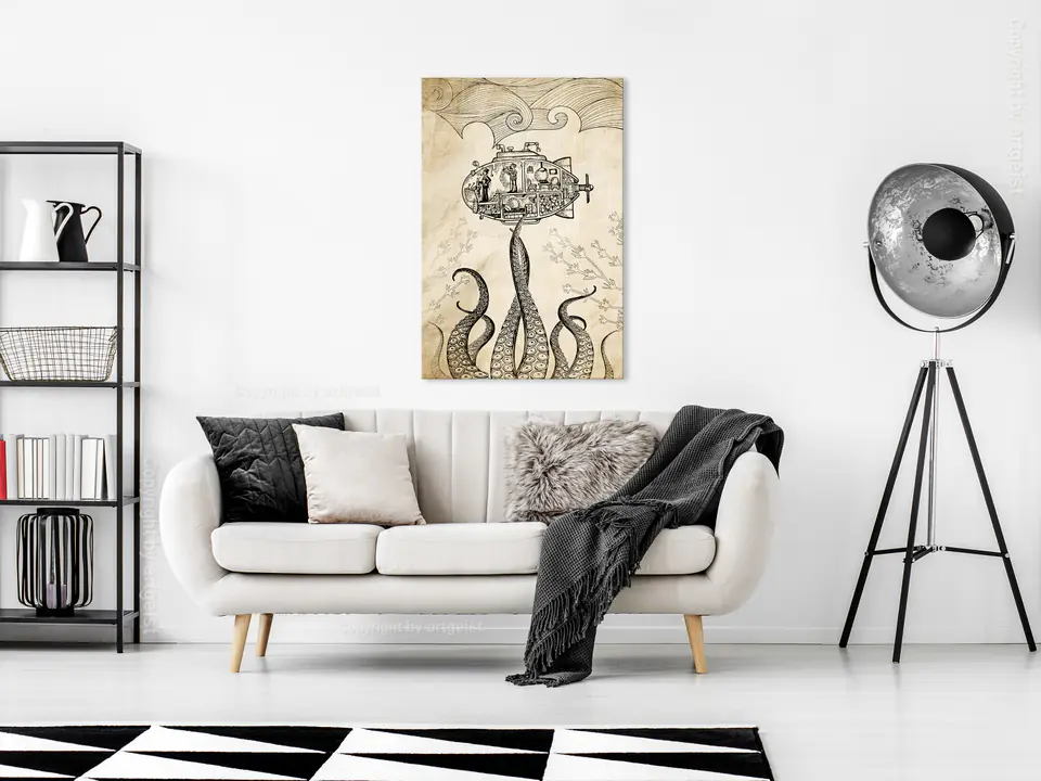 ⁨Obraz - Vintage łódź podwodna (1-częściowy) pionowy (rozmiar 20x30, wykończenie Premium Print)⁩ w sklepie Wasserman.eu