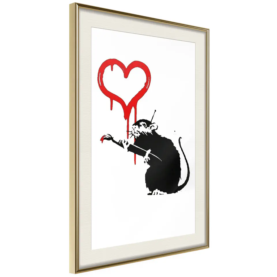 ⁨Plakat - Love Rat [Poster] (rozmiar 30x45, wykończenie Rama złota z passe-partout)⁩ w sklepie Wasserman.eu