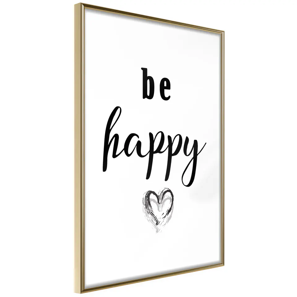 ⁨Plakat - Be happy [Poster] (rozmiar 30x45, wykończenie Rama złota)⁩ w sklepie Wasserman.eu