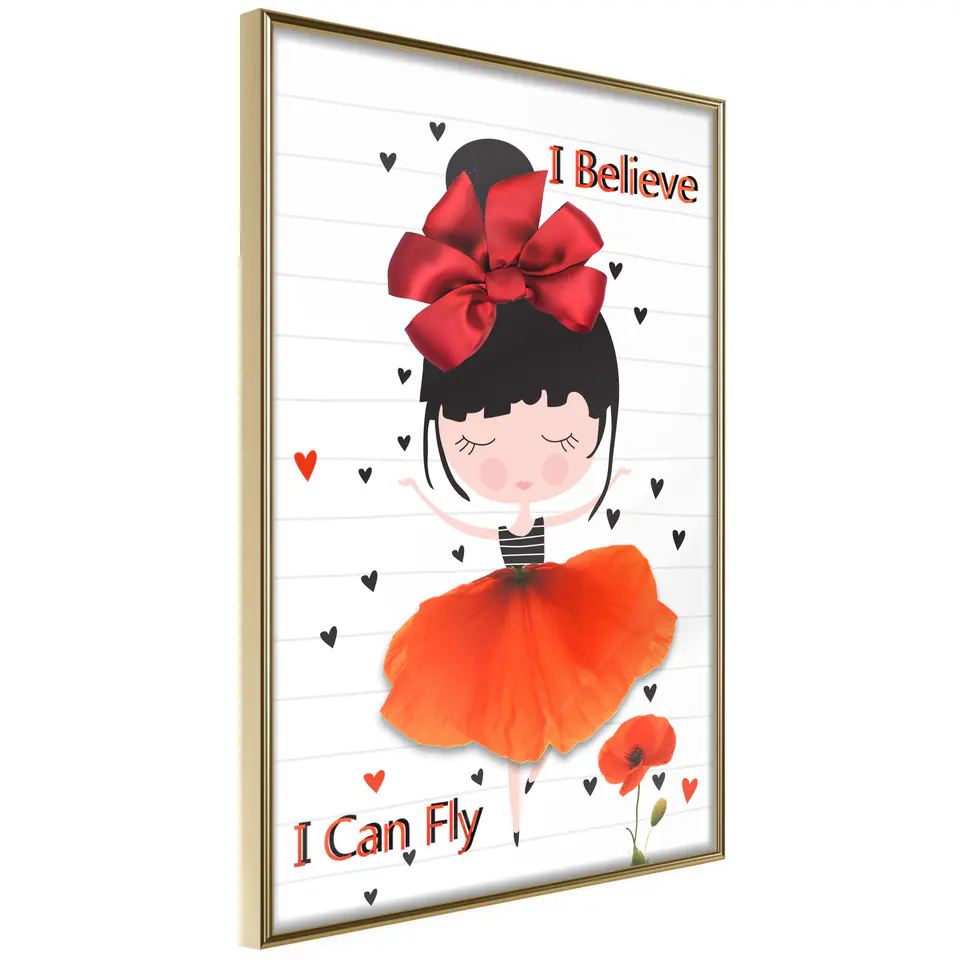 ⁨Poster - Poppy dancer (size 20x30, finish Frame gold)⁩ at Wasserman.eu