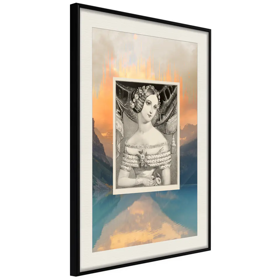 ⁨Plakat - Retro portret [Poster] (rozmiar 20x30, wykończenie Rama czarna z passe-partout)⁩ w sklepie Wasserman.eu