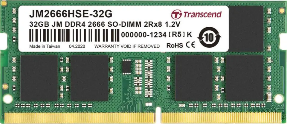 ⁨Pamięć TRANSCEND (SODIMM\DDR4\32 GB\3200MHz\1.2V\22 CL\Single)⁩ w sklepie Wasserman.eu