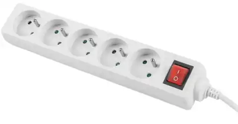 ⁨Power strip 3m, white, 5 outlets, with switch, solid copper cable⁩ at Wasserman.eu