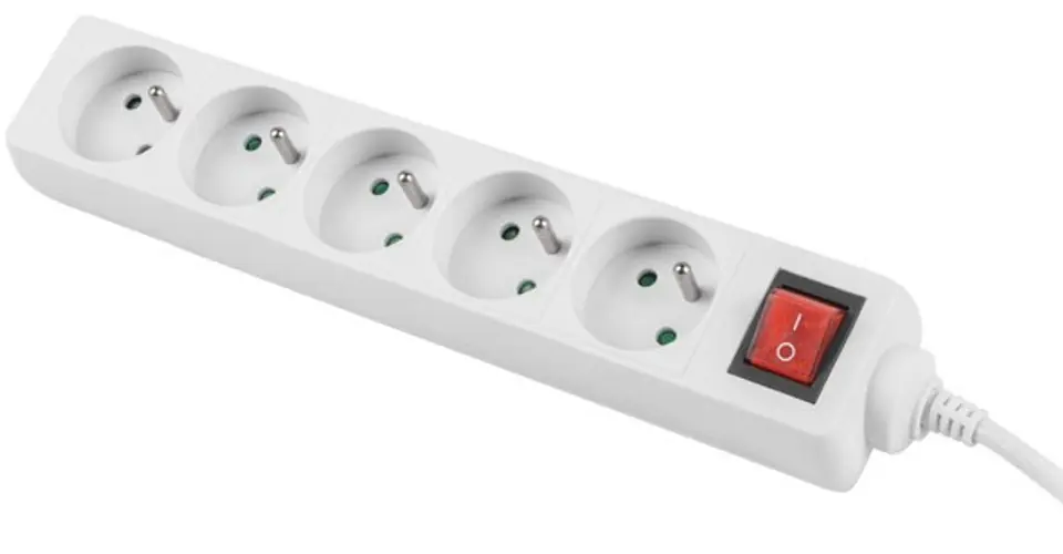 ⁨Power strip 3m, white, 5 outlets, with switch, solid copper cable⁩ at Wasserman.eu