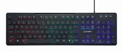 ⁨Gembird KB-UML-02 Rainbow backlight multimedia keyboard, black, US layout⁩ at Wasserman.eu