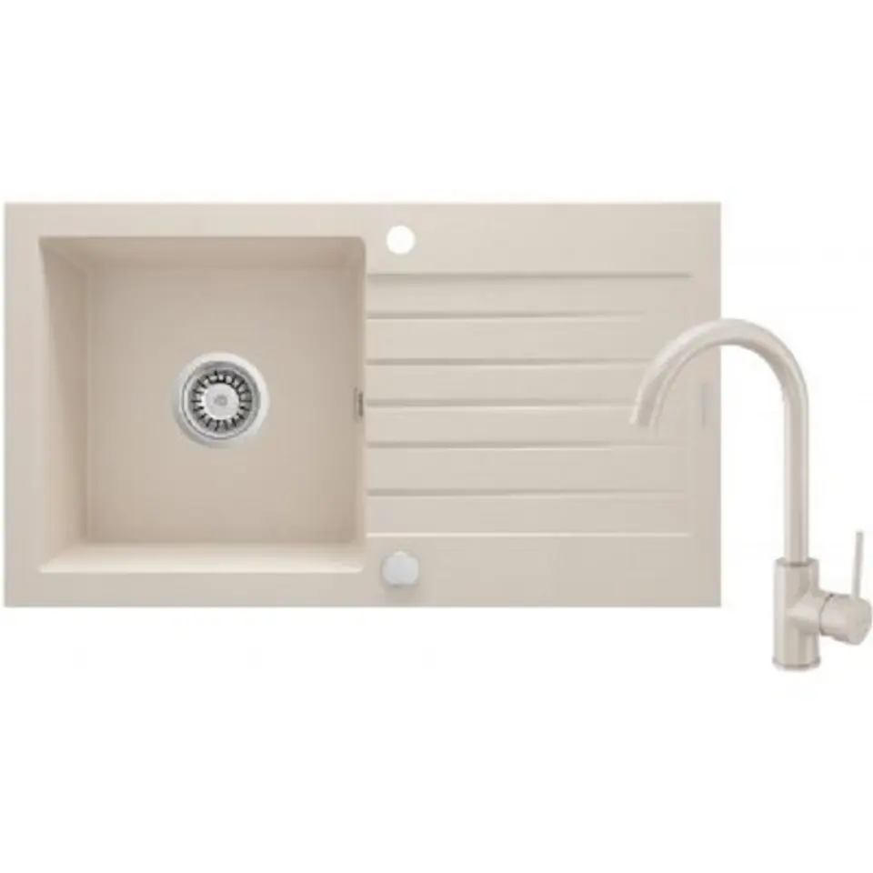 ⁨Granite sink with 1-bowl faucet with drainer⁩ at Wasserman.eu